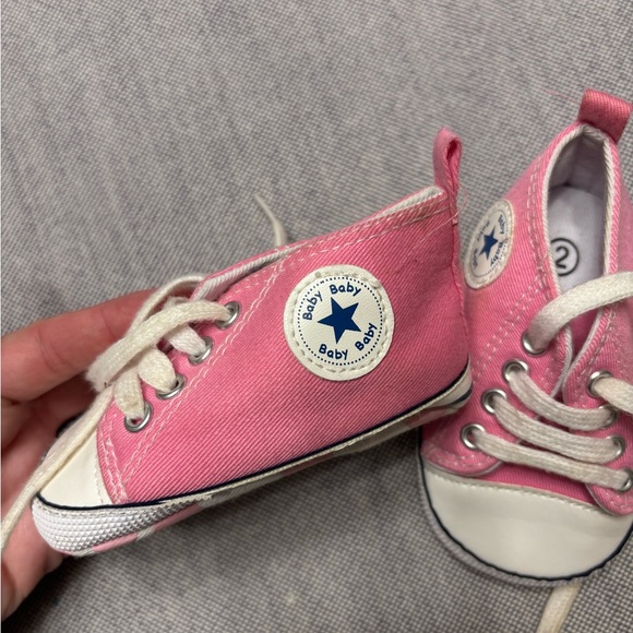 Pink Baby converse style Sneakers with White Laces - Picture 2 of 2